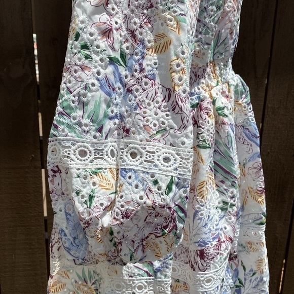 Avantlook Embroidered Eyelet Midi Dress Pastel Leaves - Picture 13 of 16